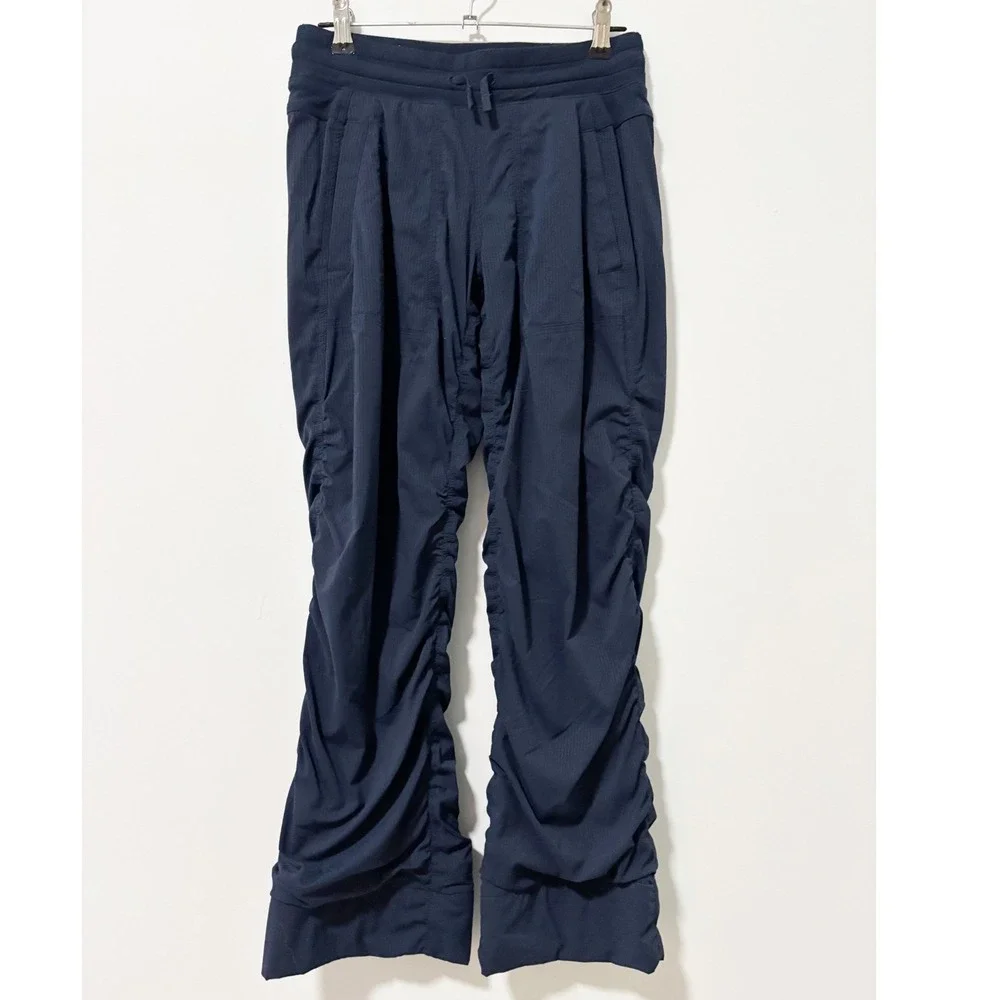 Ivivva Rhythmic Live to Dance Ruched Pants Girls 12 Navy Blue Drawstring Pockets